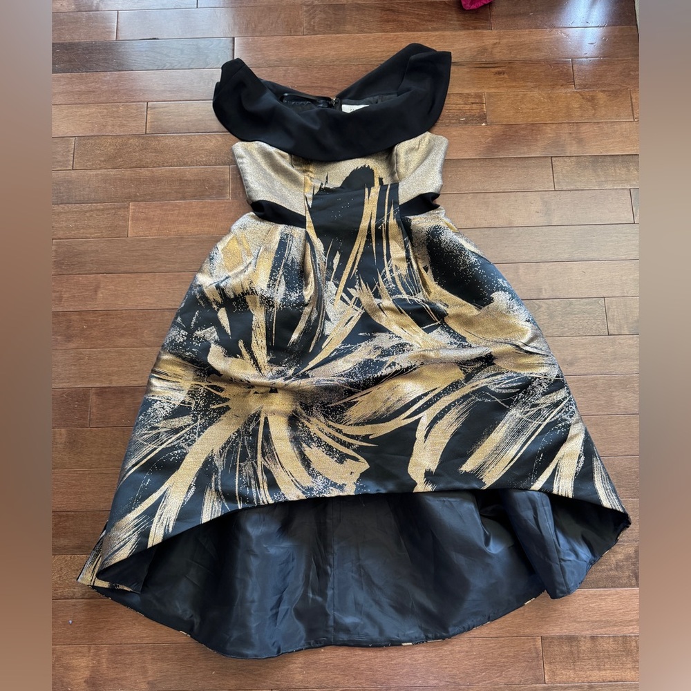 Coast Black & Gold Off Shoulder High Low Midi
Occasion Dress 8